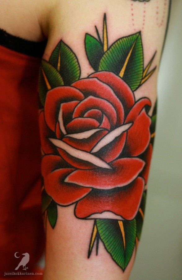 Rose red tattoo