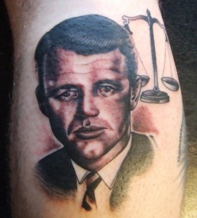 Scary Kennedy american president tattoo