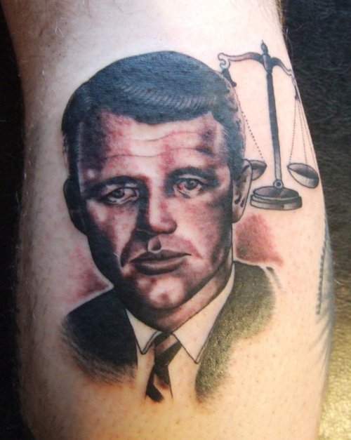 Scary Kennedy american president tattoo