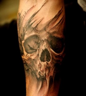Scary skull tattoo