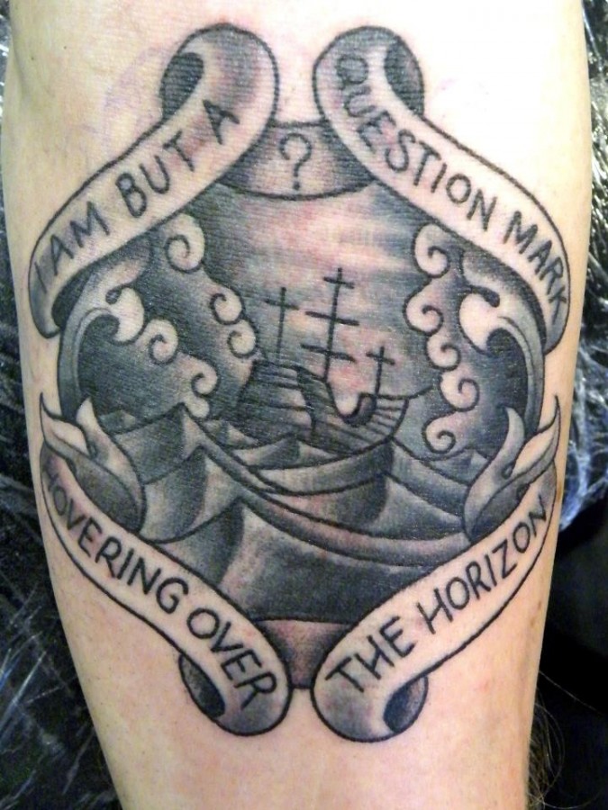 Ship and quote tattoo