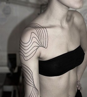 Shoulder simple lines tattoo
