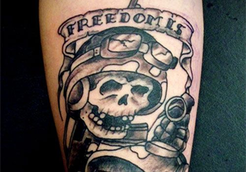 Skull military style tattoos