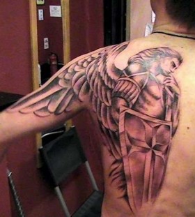 Soldier shoulder wings tattoo