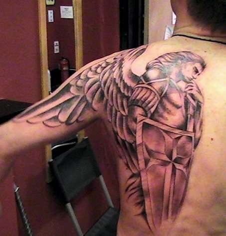 Soldier shoulder wings tattoo