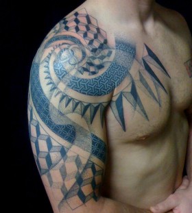 Strong man asian tattoo
