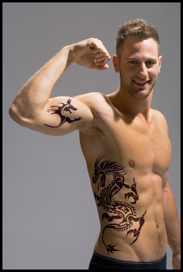 Strong men dragon tattoo