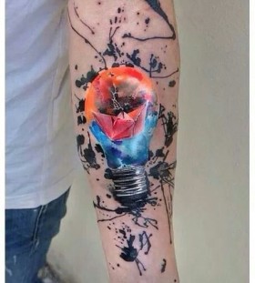Weird lightbulb painting tattoo