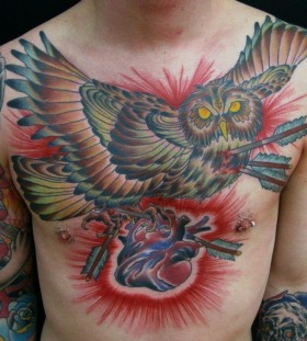 Wonderful chest tattoo by Dustin Barnhart