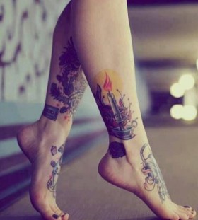 Wonderful legs cool tattoo