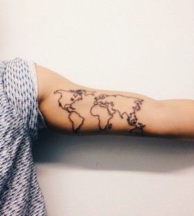 Adorable black map tattoo on arm