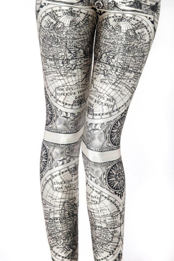 Adorable black map tattoo on legs