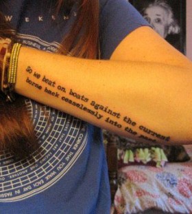 Adorable black quote tattoo on arm