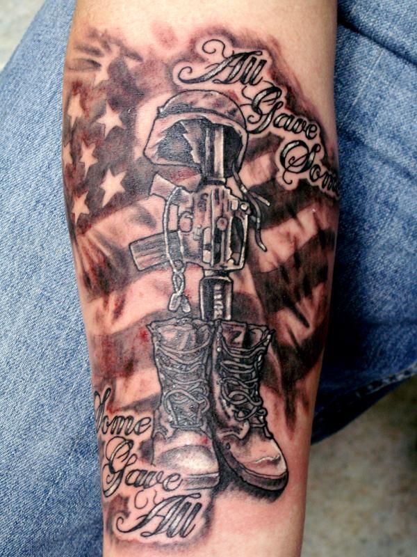 Adorable black soldier tattoo on arm