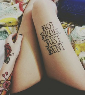 Adorable women's quote tattoo on leg
