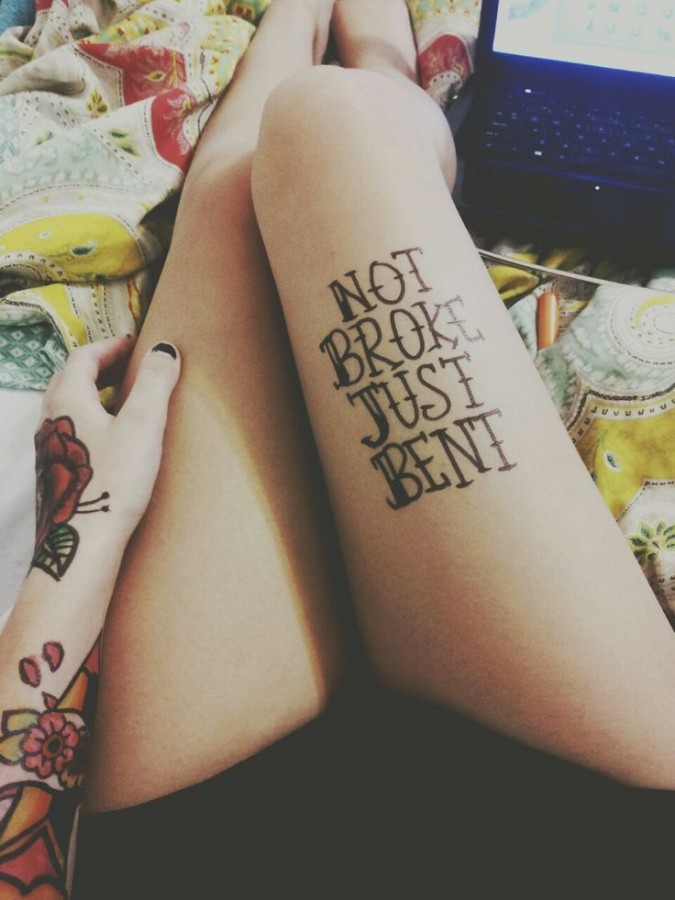 Quotes tattoos on legs