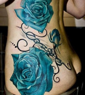 Adorables roses blue flowers tattoos