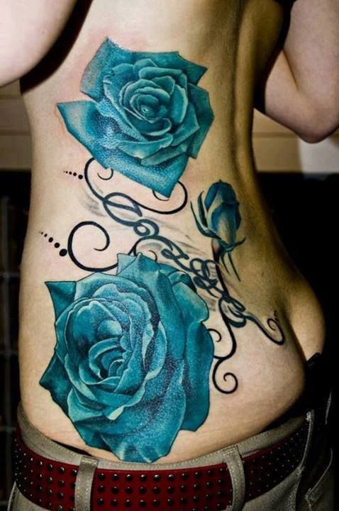 Adorables roses blue flowers tattoos