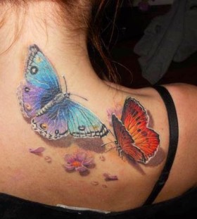 Amaizing 3D butterfly tattoo on shoulder