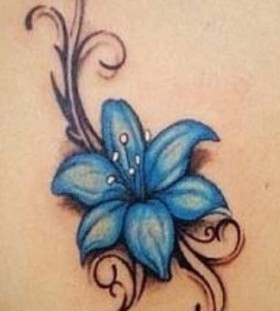 Amazing black blue flowers tattoos
