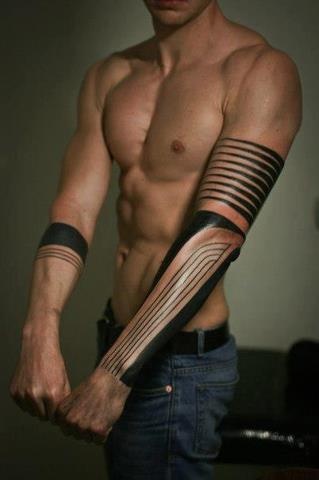 Amazing black line tattoo on arm