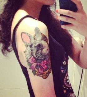 Amazing cute rabbit tattoo on arm