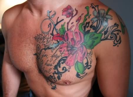 Amazing men’s flower tattoo on chest