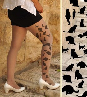 Amazing women cat tattoo on leg