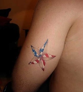 American flag star tattoo on arm
