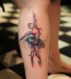 Awesome ballerina tattoo on leg