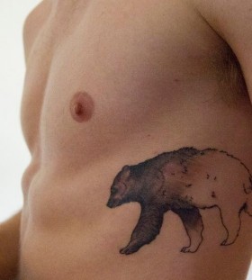 Awesome men's bear tattoo on leg