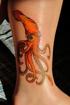 Awesome orange octopus tattoo