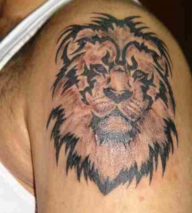 Black and brown tiger tattoo on arm
