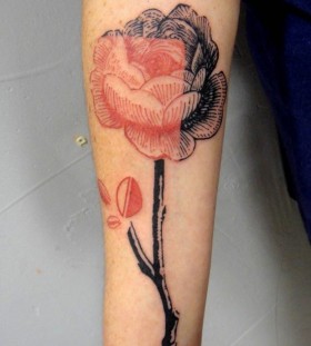 Black and red rose interesting design tattoo