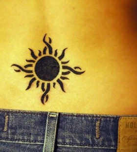 Black cute back sun tattoo