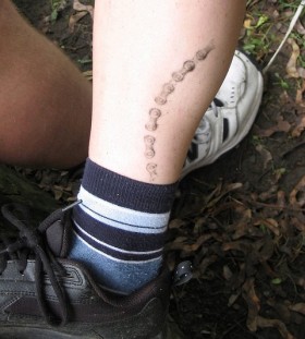Black lovely bicycle tattoo on leg