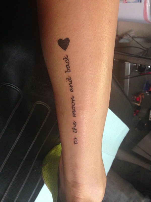 Black Lovely Heart And Quote Tattoo On Leg Tattoomagz › Tattoo Designs Ink Works Body
