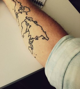 Black men's map tattoo on arm