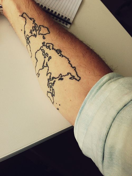Black men’s map tattoo on arm