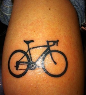 Black simple bicycle tattoo on leg