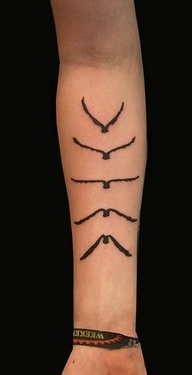 Black simple birds tattoo on arm