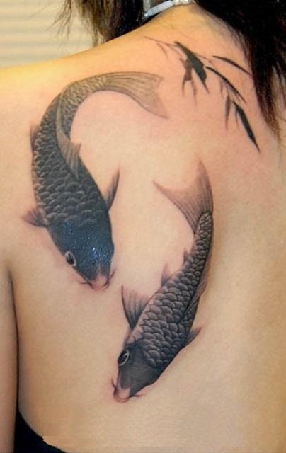 Black simple great fish tattoo on arm
