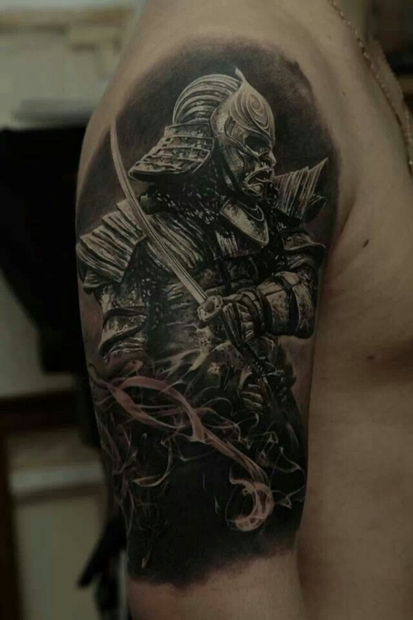 Black soldier tattoo by Dimitry Samohin