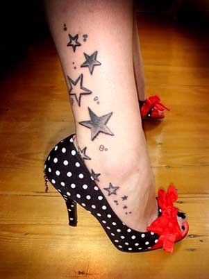 Black stars tattoo with shoes