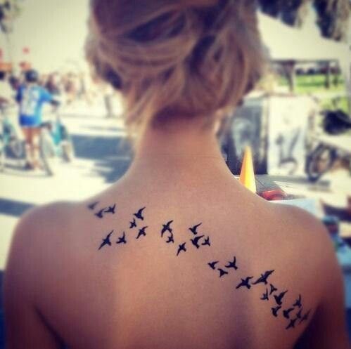 Black women bird tattoo on shoulder
