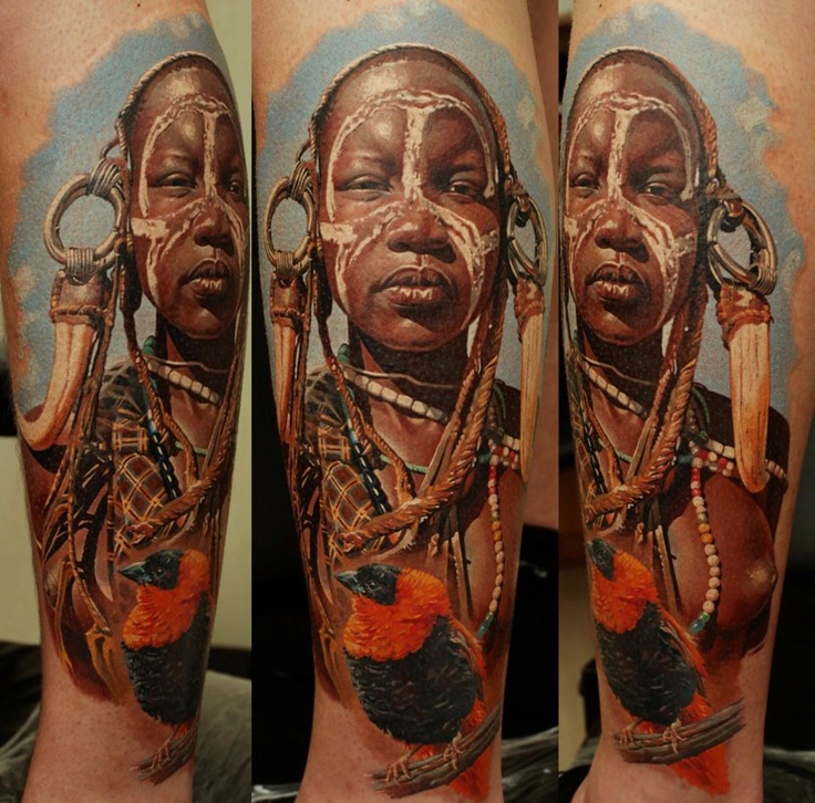 Black women tattoo by Dimitry Samohin