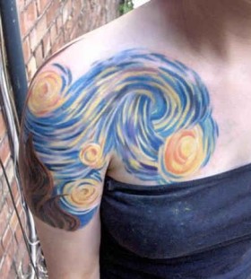 Blue shoulder watercolor incredible tattoo