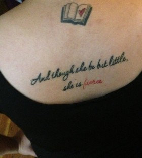 Book and lettering back book tattoo