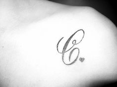 C letter tattoo on shoulder