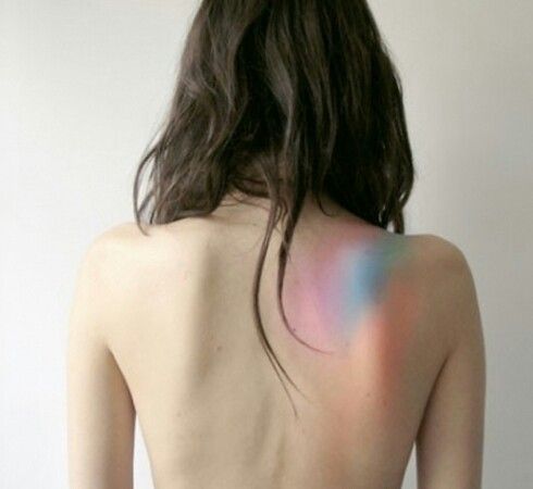 Colorful back watercolor tattoo